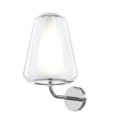 DOUBLE SKIN GAMMA APPLIQUE CON BASE CROMO E DIFFUSORE IN VETRO AMBRA, FUME O TRASPARENTE LAMPADINA ATTACCO E27