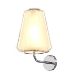 DOUBLE SKIN GAMMA APPLIQUE CON BASE CROMO E DIFFUSORE IN VETRO AMBRA, FUME O TRASPARENTE LAMPADINA ATTACCO E27 2
