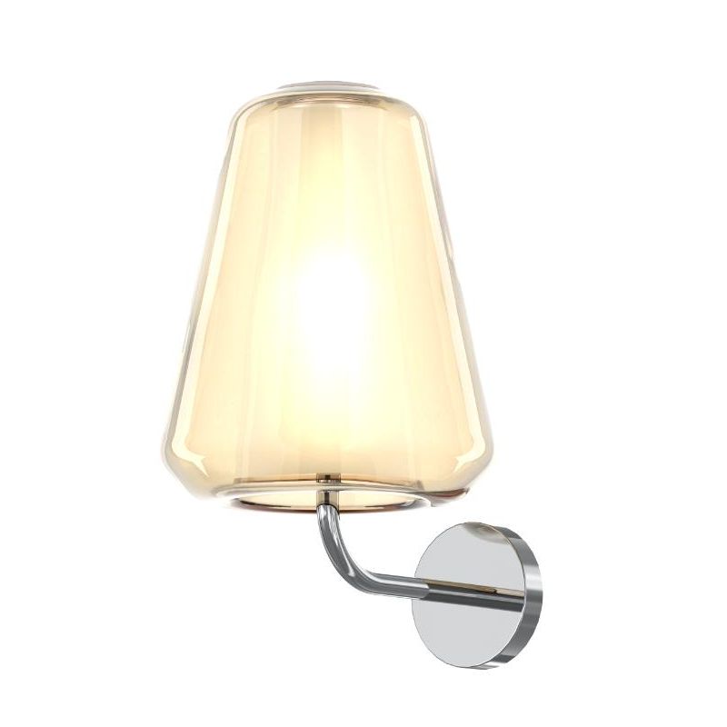 DOUBLE SKIN GAMMA APPLIQUE CON BASE CROMO E DIFFUSORE IN VETRO AMBRA, FUME O TRASPARENTE LAMPADINA ATTACCO E27