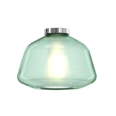 DOUBLE SKIN ALPHA PLAFONIERA CROMO CON DIFFUSORE IN VETRO AMBRA, VERDE O TRASPARENTE LAMPADINA ATTACCO E27
