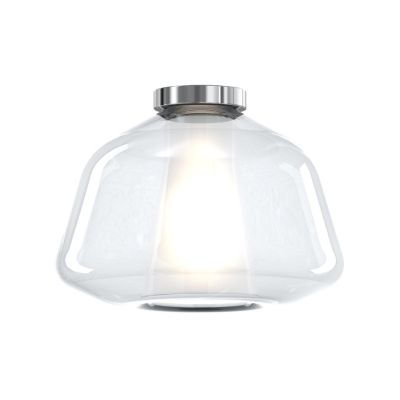 DOUBLE SKIN ALPHA PLAFONIERA CROMO CON DIFFUSORE IN VETRO AMBRA, VERDE O TRASPARENTE LAMPADINA ATTACCO E27