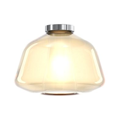 DOUBLE SKIN ALPHA PLAFONIERA CROMO CON DIFFUSORE IN VETRO AMBRA, VERDE O TRASPARENTE LAMPADINA ATTACCO E27