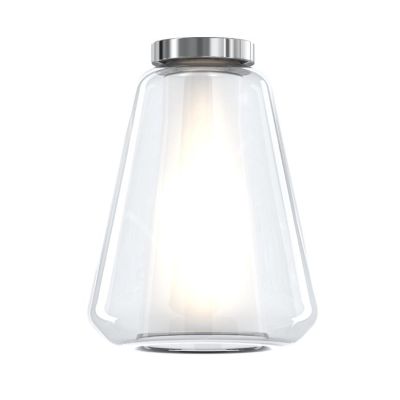 DOUBLE SKIN GAMMA PLAFONIERA CROMO CON DIFFUSORE IN VETRO AMBRA, FUME O TRASPARENTE LAMPADINA ATTACCO E27