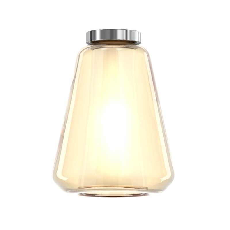DOUBLE SKIN GAMMA PLAFONIERA CROMO CON DIFFUSORE IN VETRO AMBRA, FUME O TRASPARENTE LAMPADINA ATTACCO E27