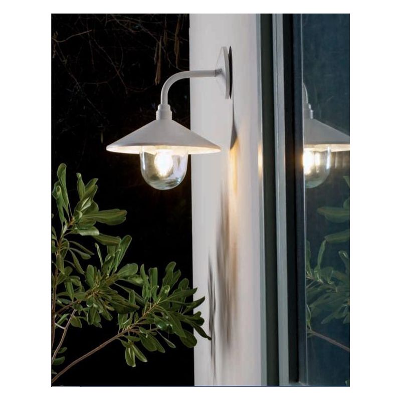 SPECTRE APPLIQUE DA ESTERNO CORTEN O BIANCO CON PIATTINO IN STILE VINTAGE IP44 DI SOVIL Sovil - Cristalensi Shop Online