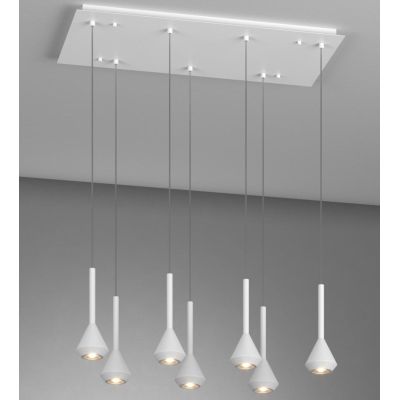 AYGO LAMPADARIO A SOSPENSIONE 7 LUCI METALLO BIANCO CON DIFFUSORI DISPONIBILI IN 6 COLORI LAMPADINE ATTACCO GU10