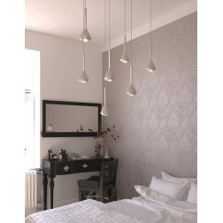 AYGO LAMPADARIO A SOSPENSIONE 7 LUCI METALLO BIANCO CON DIFFUSORI DISPONIBILI IN 6 COLORI LAMPADINE ATTACCO GU10 2