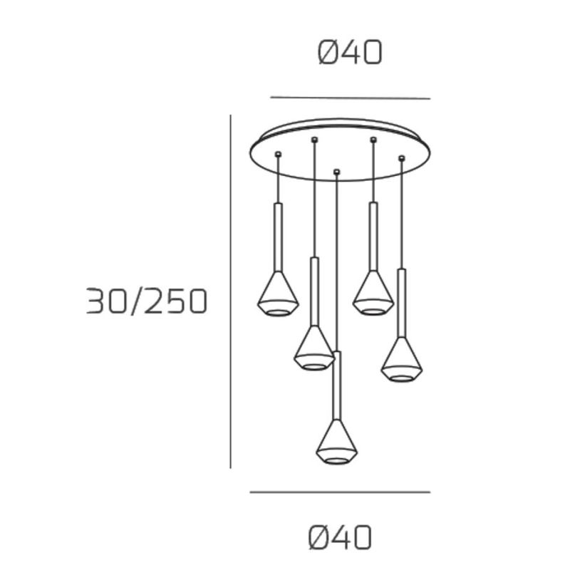 AYGO LAMPADARIO A SOSPENSIONE 5 LUCI METALLO BIANCO CON DIFFUSORI DISPONIBILI IN 6 COLORI LAMPADINE ATTACCO GU10