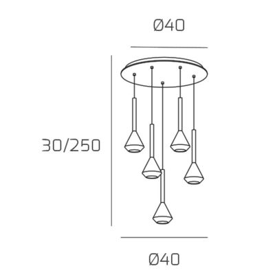 AYGO LAMPADARIO A SOSPENSIONE 5 LUCI METALLO BIANCO CON DIFFUSORI DISPONIBILI IN 6 COLORI LAMPADINE ATTACCO GU10