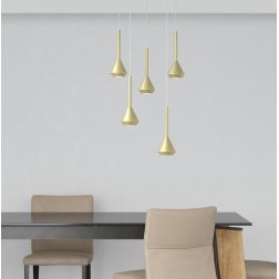 AYGO LAMPADARIO A SOSPENSIONE 5 LUCI METALLO BIANCO CON DIFFUSORI DISPONIBILI IN 6 COLORI LAMPADINE ATTACCO GU10 2