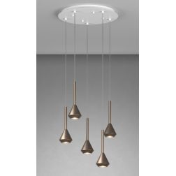 AYGO LAMPADARIO A SOSPENSIONE 5 LUCI METALLO BIANCO CON DIFFUSORI DISPONIBILI IN 6 COLORI LAMPADINE ATTACCO GU10