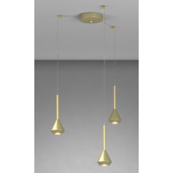AYGO SOSPENSIONE ROTONDA 3 LUCI DECENTRATA IN METALLO DISPONIBILE IN 6 COLORI LAMPADINE ATTACCO GU10