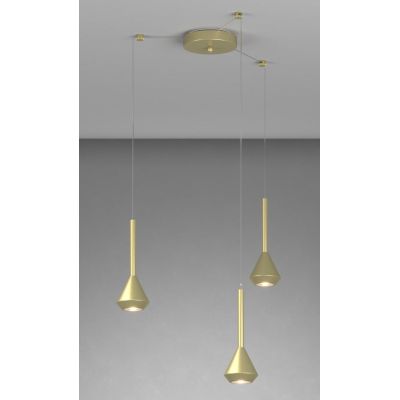 AYGO SOSPENSIONE ROTONDA 3 LUCI DECENTRATA IN METALLO DISPONIBILE IN 6 COLORI LAMPADINE ATTACCO GU10