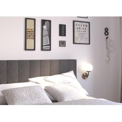 CLEAR APPLIQUE MODERNA IN METALLO NERO E OTTONE CON DIFFUSORE A SFERA BIANCO LAMPADINA ATTACCO E27 2