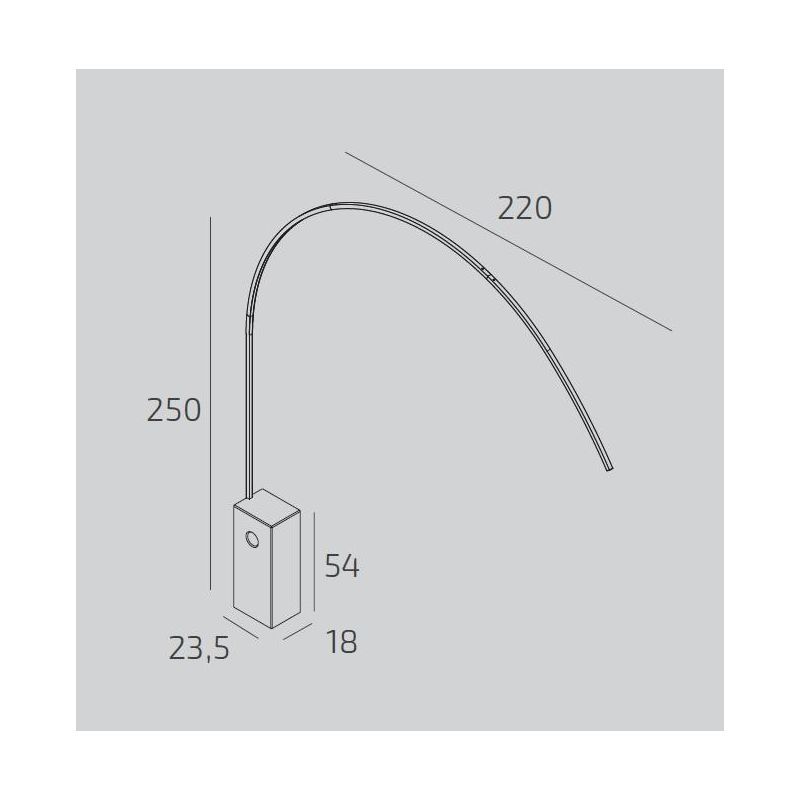 VERY PIANTANA AD ARCO CON BASE IN MARMO NERA LED 46W LUCE CCT 3000K-4000K DIMMERABILE METALLO NERO, BIANCO O ORO
