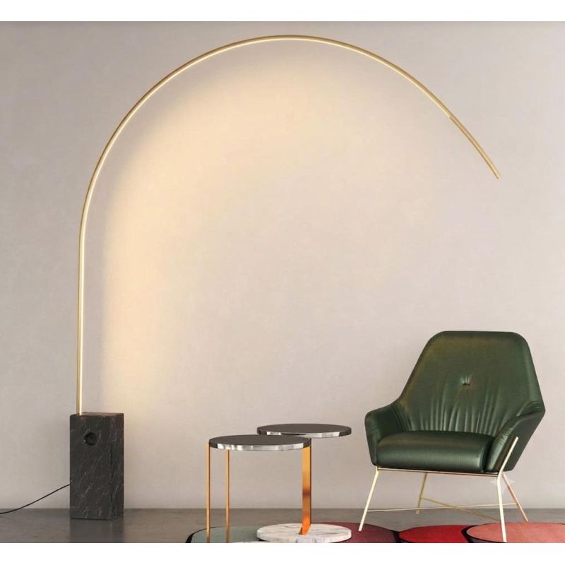 VERY PIANTANA AD ARCO CON BASE IN MARMO NERA LED 46W LUCE CCT 3000K-4000K DIMMERABILE METALLO NERO, BIANCO O ORO