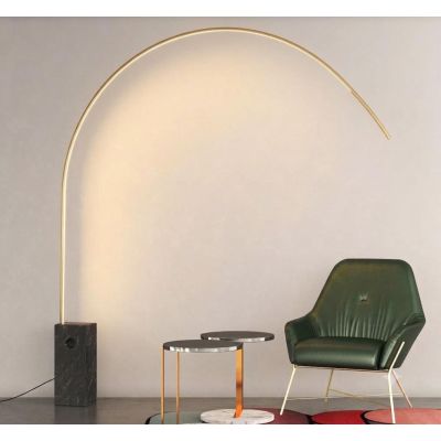 VERY PIANTANA AD ARCO CON BASE IN MARMO NERA LED 46W LUCE CCT 3000K-4000K DIMMERABILE METALLO NERO, BIANCO O ORO