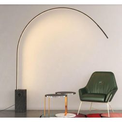 VERY PIANTANA AD ARCO CON BASE IN MARMO NERA LED 46W LUCE CCT 3000K-4000K DIMMERABILE METALLO NERO, BIANCO O ORO 2