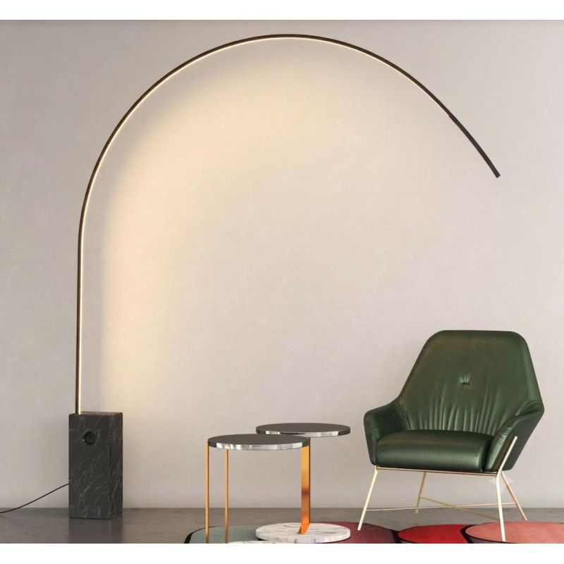 VERY PIANTANA AD ARCO CON BASE IN MARMO NERA LED 46W LUCE CCT 3000K-4000K DIMMERABILE METALLO NERO, BIANCO O ORO