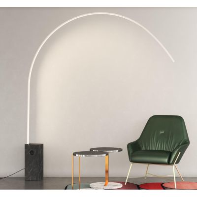 VERY PIANTANA AD ARCO CON BASE IN MARMO NERA LED 46W LUCE CCT 3000K-4000K DIMMERABILE METALLO NERO, BIANCO O ORO