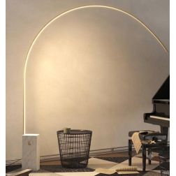 VERY PIANTANA AD ARCO CON BASE IN MARMO BIANCA LED 46W LUCE CCT 3000K-4000K DIMMERABILE METALLO NERO, BIANCO O ORO 2
