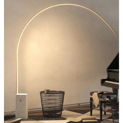 VERY PIANTANA AD ARCO CON BASE IN MARMO BIANCA LED 46W LUCE CCT 3000K-4000K DIMMERABILE METALLO NERO, BIANCO O ORO