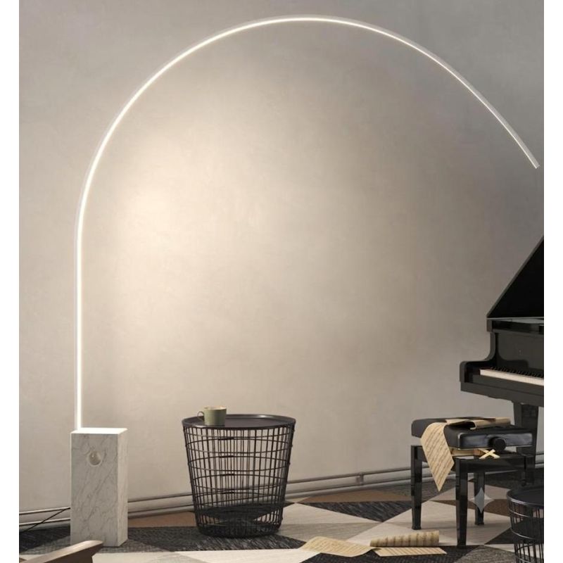 VERY PIANTANA AD ARCO CON BASE IN MARMO BIANCA LED 46W LUCE CCT 3000K-4000K DIMMERABILE METALLO NERO, BIANCO O ORO