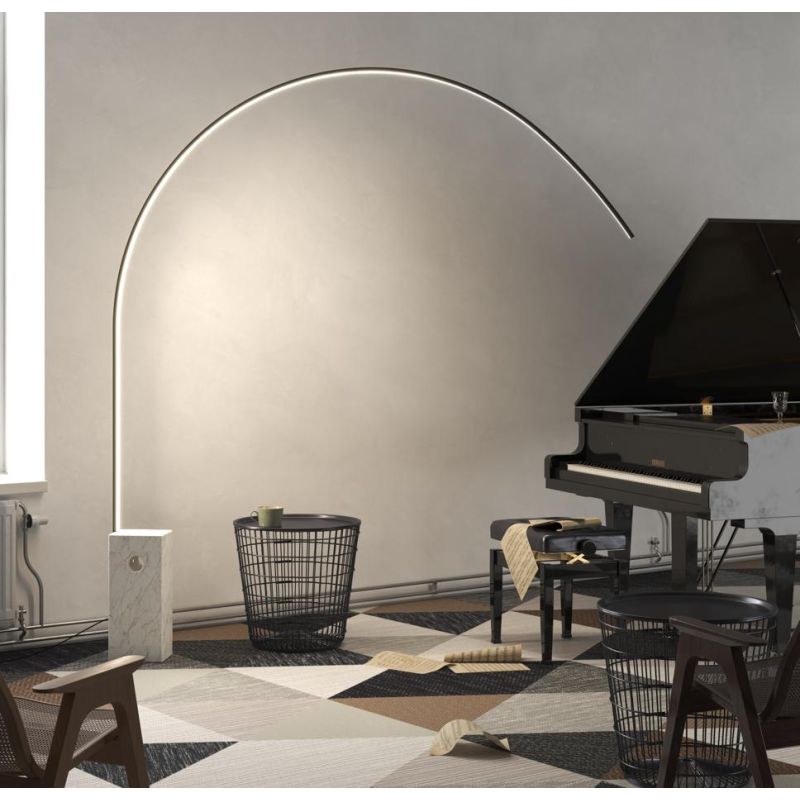 VERY PIANTANA AD ARCO CON BASE IN MARMO BIANCA LED 46W LUCE CCT 3000K-4000K DIMMERABILE METALLO NERO, BIANCO O ORO