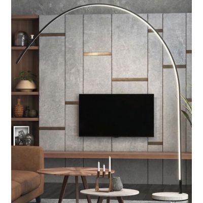 VERY PIANTANA AD ARCO CON BASE PIATTA IN MARMO BIANCO LED 46W LUCE CCT 3000K-4000K DIMMERABILE METALLO 3 COLORI