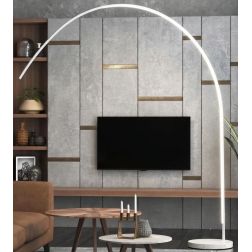 VERY PIANTANA AD ARCO CON BASE PIATTA IN MARMO BIANCO LED 46W LUCE CCT 3000K-4000K DIMMERABILE METALLO 3 COLORI 2