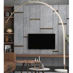 VERY PIANTANA AD ARCO CON BASE PIATTA IN MARMO BIANCO LED 46W LUCE CCT 3000K-4000K DIMMERABILE METALLO 3 COLORI