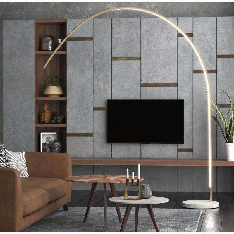 VERY PIANTANA AD ARCO CON BASE PIATTA IN MARMO BIANCO LED 46W LUCE CCT 3000K-4000K DIMMERABILE METALLO 3 COLORI