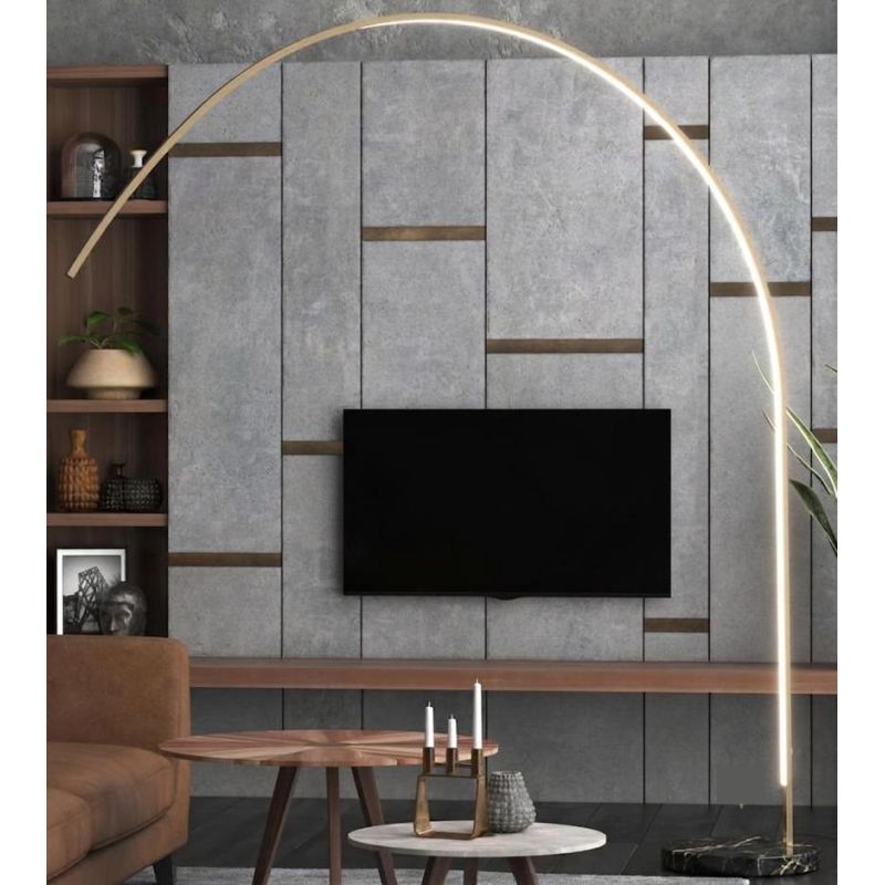 VERY PIANTANA AD ARCO CON BASE PIATTA IN MARMO NERO LED 46W LUCE CCT 3000K-4000K DIMMERABILE METALLO 3 COLORI