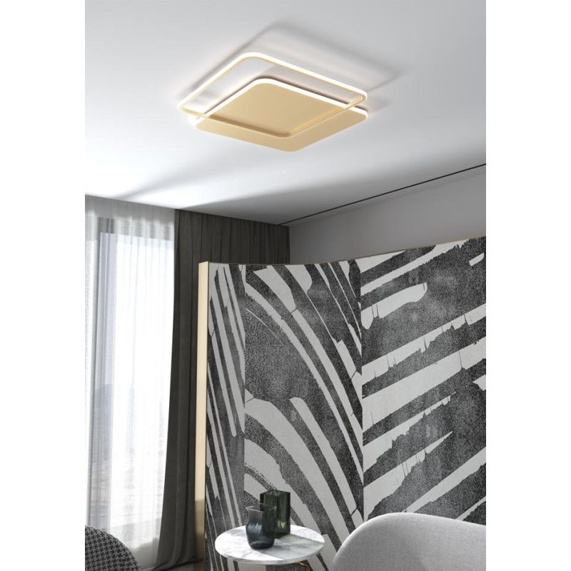 EARTH LAMPADA DA PARETE O SOFFITTO QUADRATA BIANCA O ORO CM 59X59 LED 42W LUCE CCT 3000K-4000KMODERNA