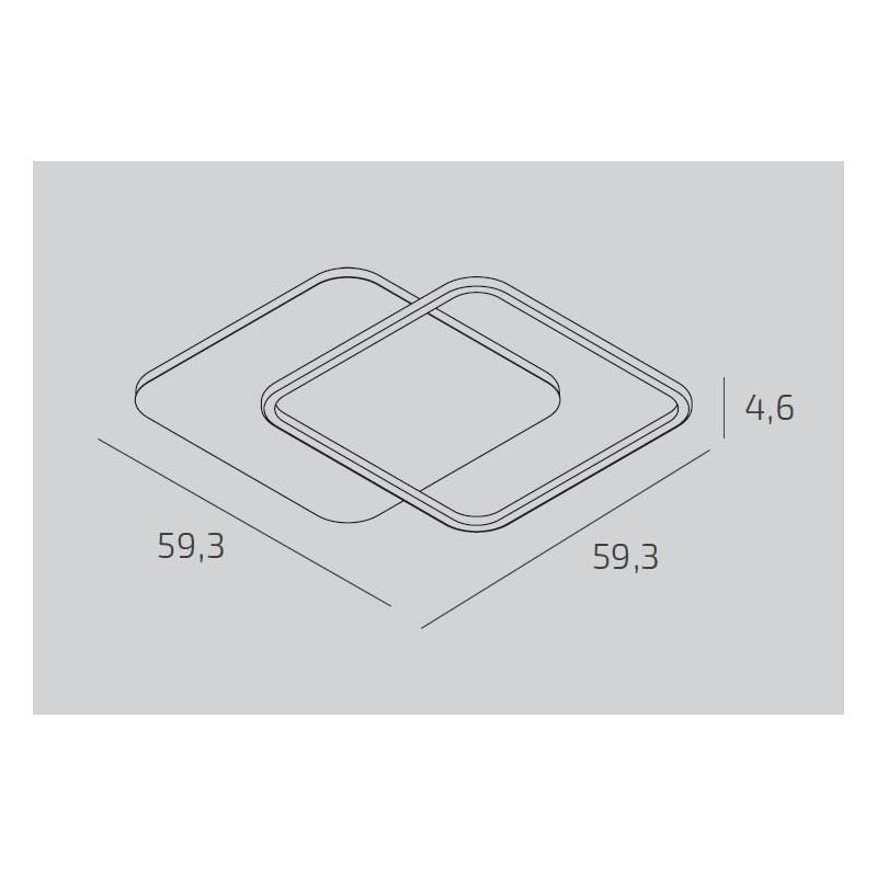 EARTH LAMPADA DA PARETE O SOFFITTO QUADRATA BIANCA O ORO CM 59X59 LED 42W LUCE CCT 3000K-4000KMODERNA