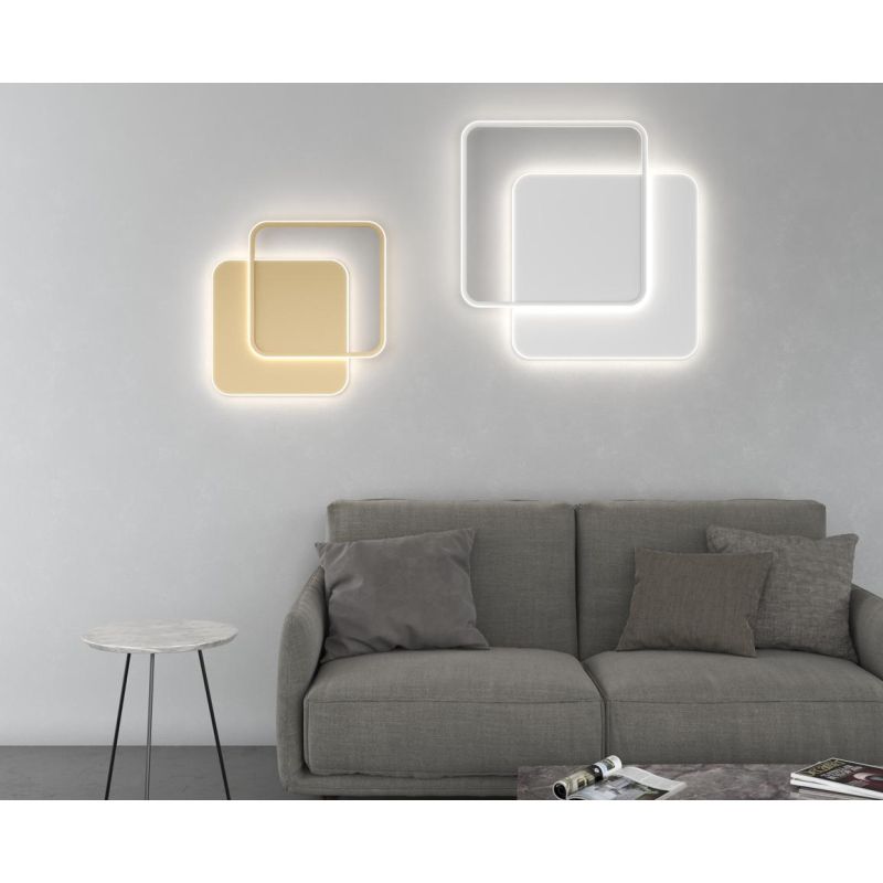 EARTH LAMPADA DA PARETE O SOFFITTO QUADRATA BIANCA O ORO CM 80X80 LED 65W LUCE CCT 3000K-4000K MODERNA