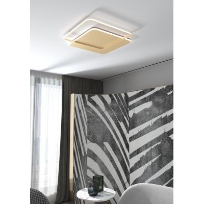 EARTH LAMPADA DA PARETE O SOFFITTO QUADRATA BIANCA O ORO CM 80X80 LED 65W LUCE CCT 3000K-4000K MODERNA