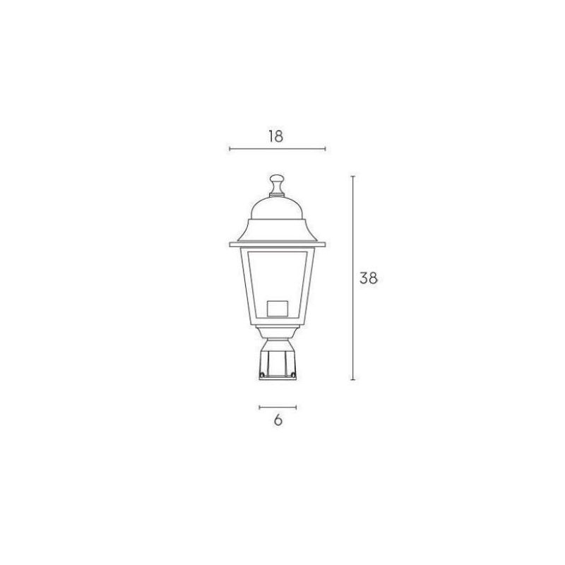 OLD TESTA PALO IN ALLUMINIO NERO O BIANCO ARGENTO CON DIFFUSORE TRASPARENTE PER PALO DIAMETRO 6 CM Sovil - Cristalensi Shop Onli