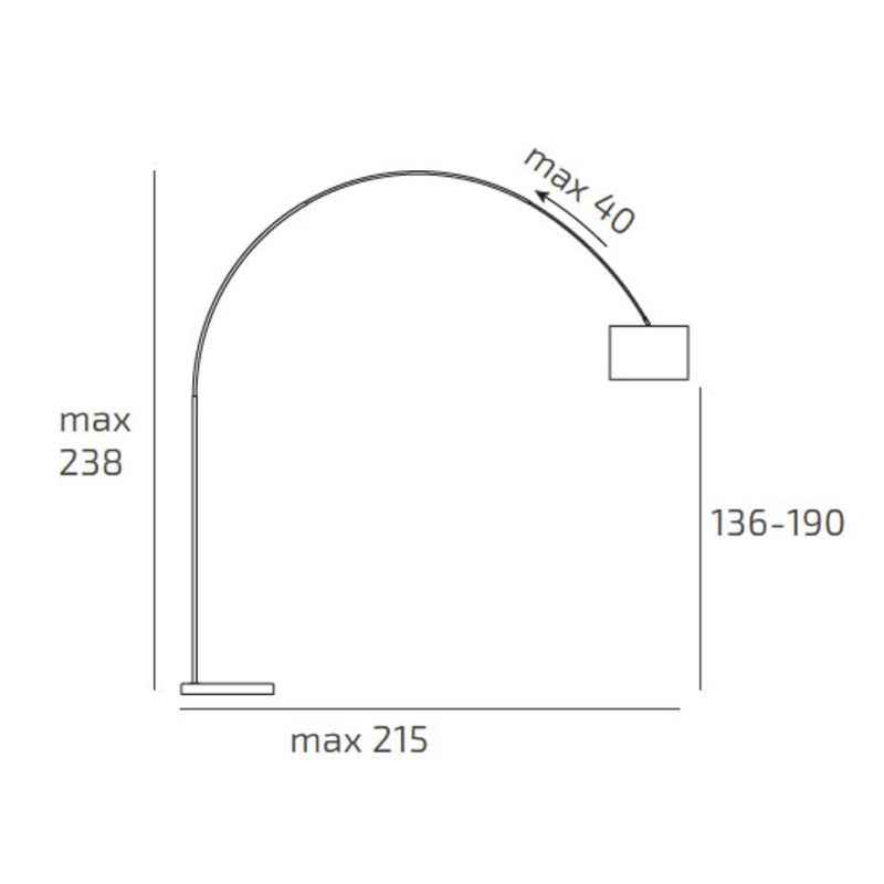 TURNING PIANTANA AD ARCO BASE IN MARMO NERO PARALUME A CILINDRO IN TESSUTO BIANCO O NERO LAMPADINA ATTACCO E27