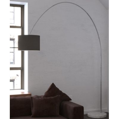 TURNING PIANTANA AD ARCO BASE IN MARMO BIANCO PARALUME A CILINDRO IN TESSUTO BIANCO O NERO LAMPADINA ATTACCO E27