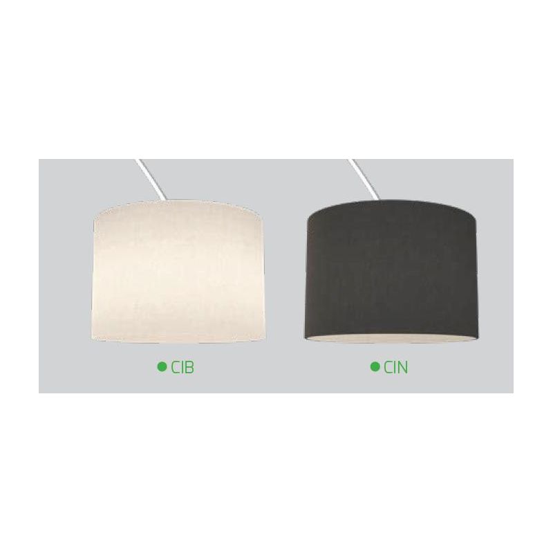 TURNING PIANTANA AD ARCO BASE IN MARMO BIANCO PARALUME A CILINDRO IN TESSUTO BIANCO O NERO LAMPADINA ATTACCO E27