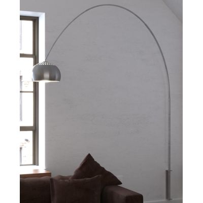 TURNING PIANTANA AD ARCO CON ATTACCO A MURO FINITURA SATINATA PARALUME IN METALLO NICHEL LAMPADINA ATTACCO E27