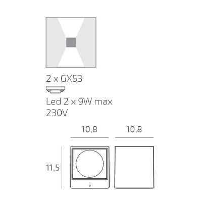 SPA APPLIQUE DA ESTERNO IP54 BIEMISSIONE DI LUCE IN ALLUMINIO 4 COLORI LAMPADINE GX53 SOSTITUIBILI MODERNA