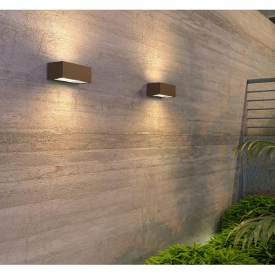 SPA APPLIQUE DA ESTERNO RETTANGOLARE IP54 BIEMISSIONE DI LUCE ALLUMINIO 4 COLORI LAMPADINE GX53 SOSTITUIBILI