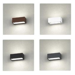 SPA APPLIQUE DA ESTERNO RETTANGOLARE IP54 BIEMISSIONE DI LUCE ALLUMINIO 4 COLORI LAMPADINE GX53 SOSTITUIBILI