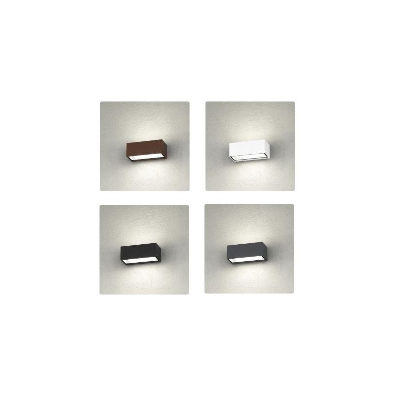 SPA APPLIQUE DA ESTERNO RETTANGOLARE IP54 BIEMISSIONE DI LUCE ALLUMINIO 4 COLORI LAMPADINE GX53 SOSTITUIBILI
