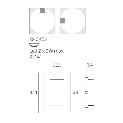 MIAMI PLUS APPLIQUE PLAFONIERA RETTANGOLARE IP54 IN ALLUMINIO 5 COLORI DIFFUSORE BIANCO LAMPADINE GX53 SOSTITUIBILI
