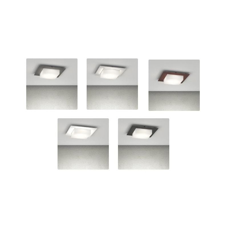 MIAMI PLUS APPLIQUE PLAFONIERA QUADRATA IP54 IN ALLUMINIO 5 COLORI DIFFUSORE BIANCO LAMPADINE GX53 SOSTITUIBILI