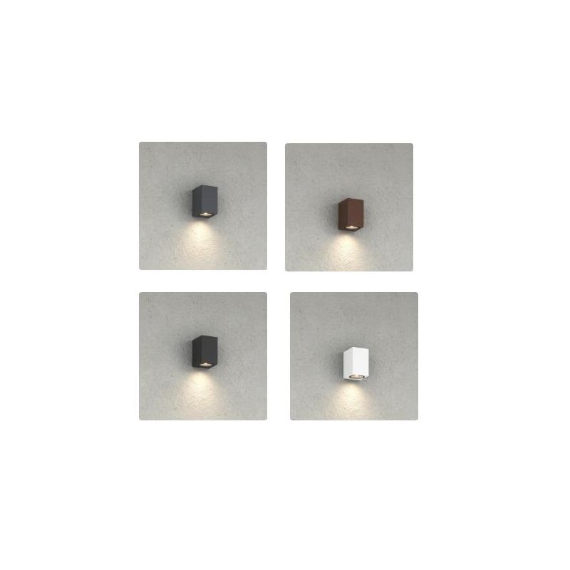 ATENE APPLIQUE SQUADRATA PER ESTERNI IP65 MONO-EMISSIONE ALLUMINIO 4 COLORI LAMPADINA ATTACCO GU10 MODERNA