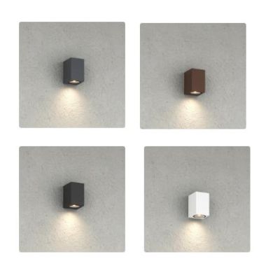 ATENE APPLIQUE SQUADRATA PER ESTERNI IP65 MONO-EMISSIONE ALLUMINIO 4 COLORI LAMPADINA ATTACCO GU10 MODERNA
